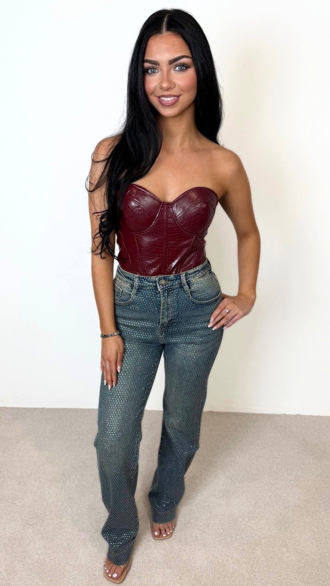 Jamie - Diamente Covered Straight Leg Jeans