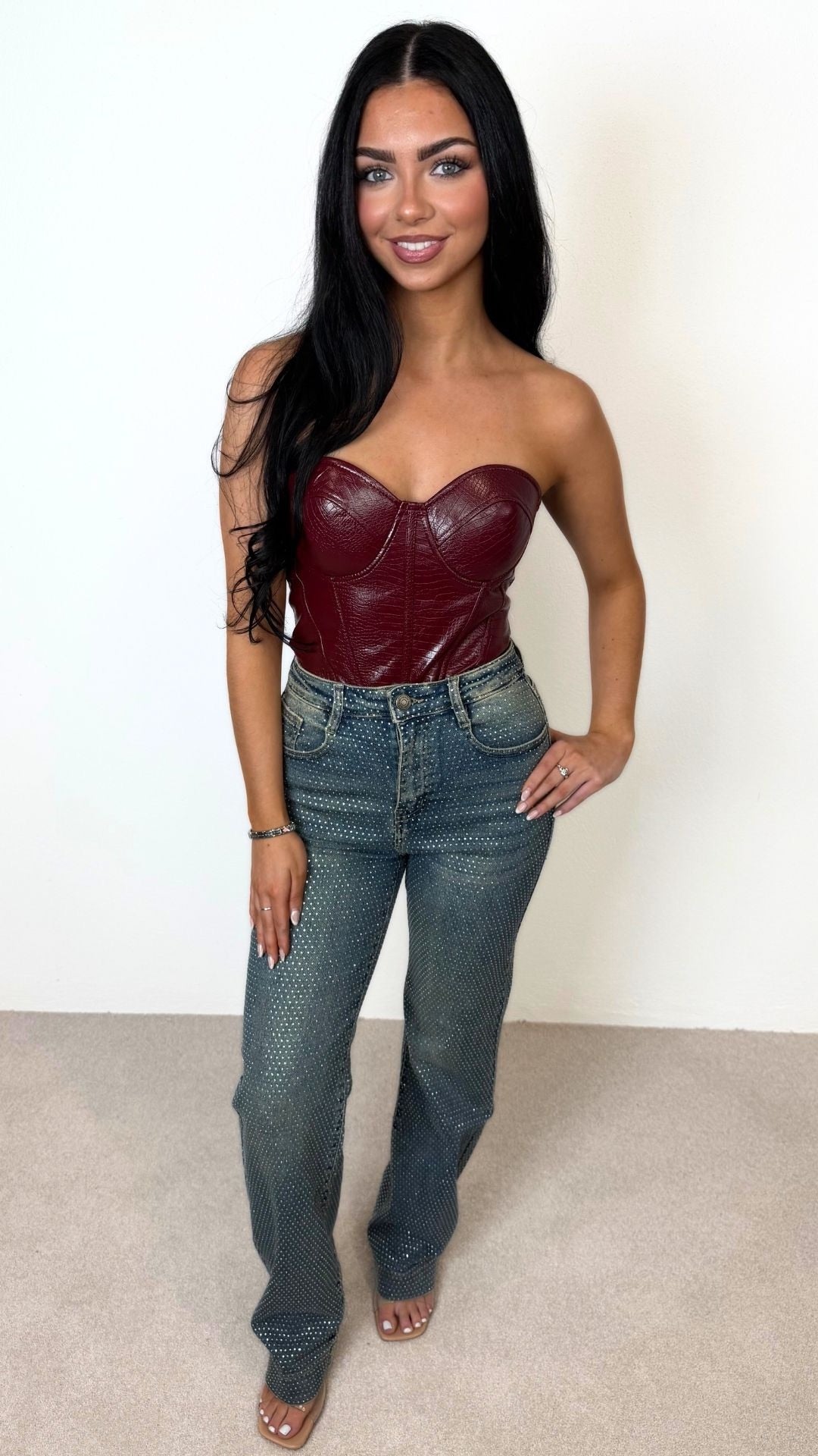 Jamie - Diamente Covered Straight Leg Jeans