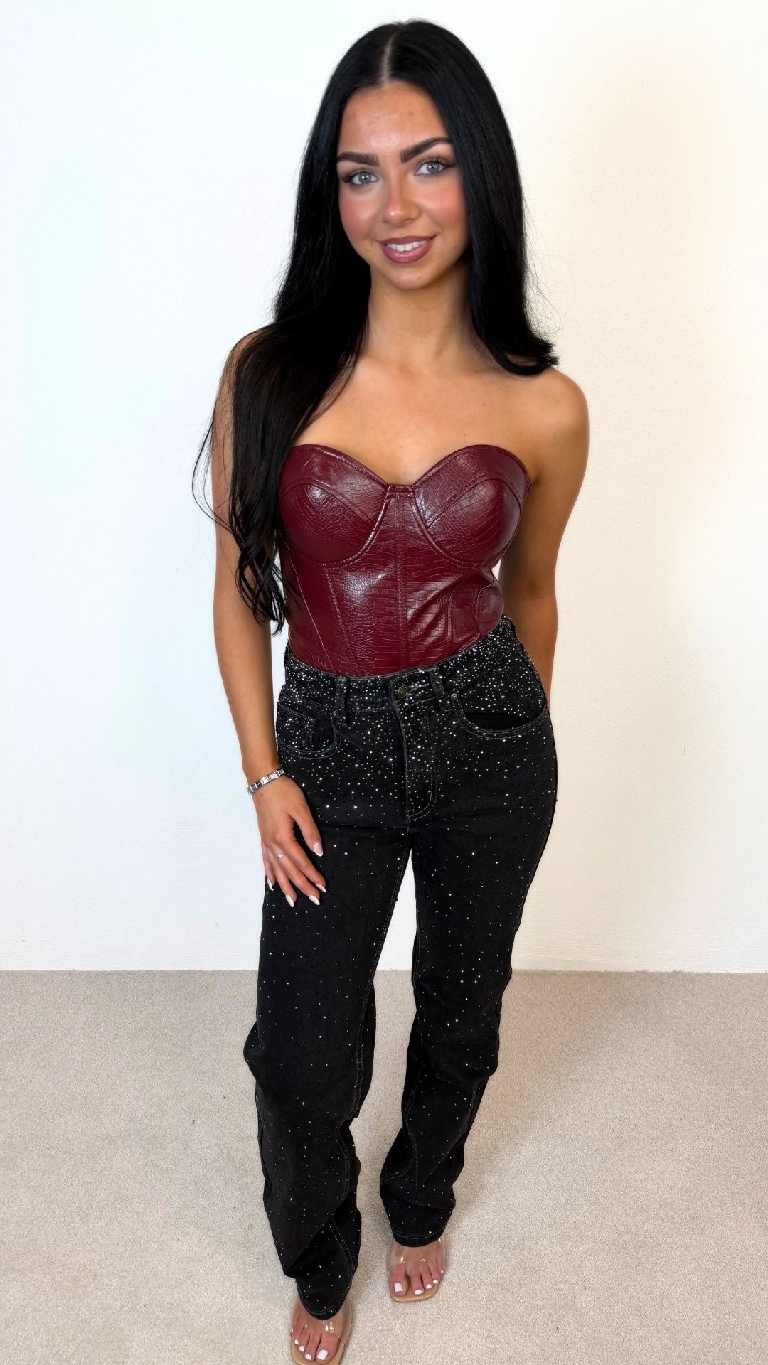 Estelle - Black Wash Diamente Detail Jeans