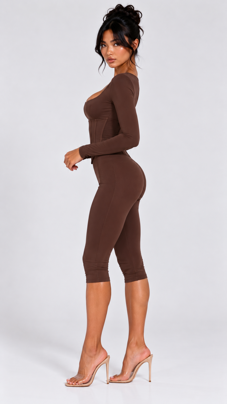 Soraiya - Brown Three Piece Capri Co-Ord