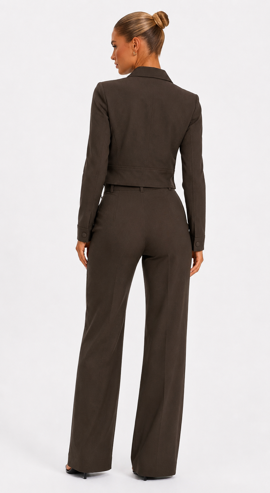 Eve - Brown Front Pocket Zip Front Jacket