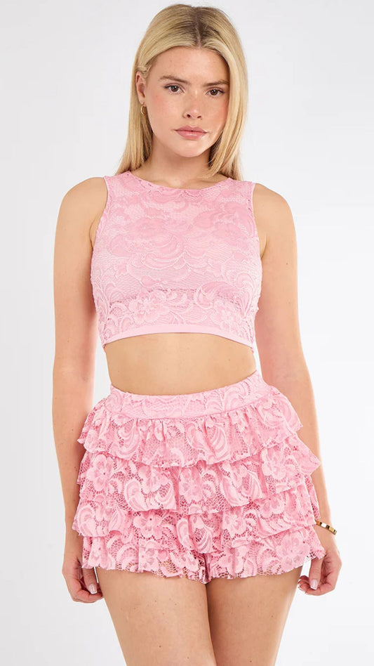 Soph - Pink Lace Sleeveless Crop