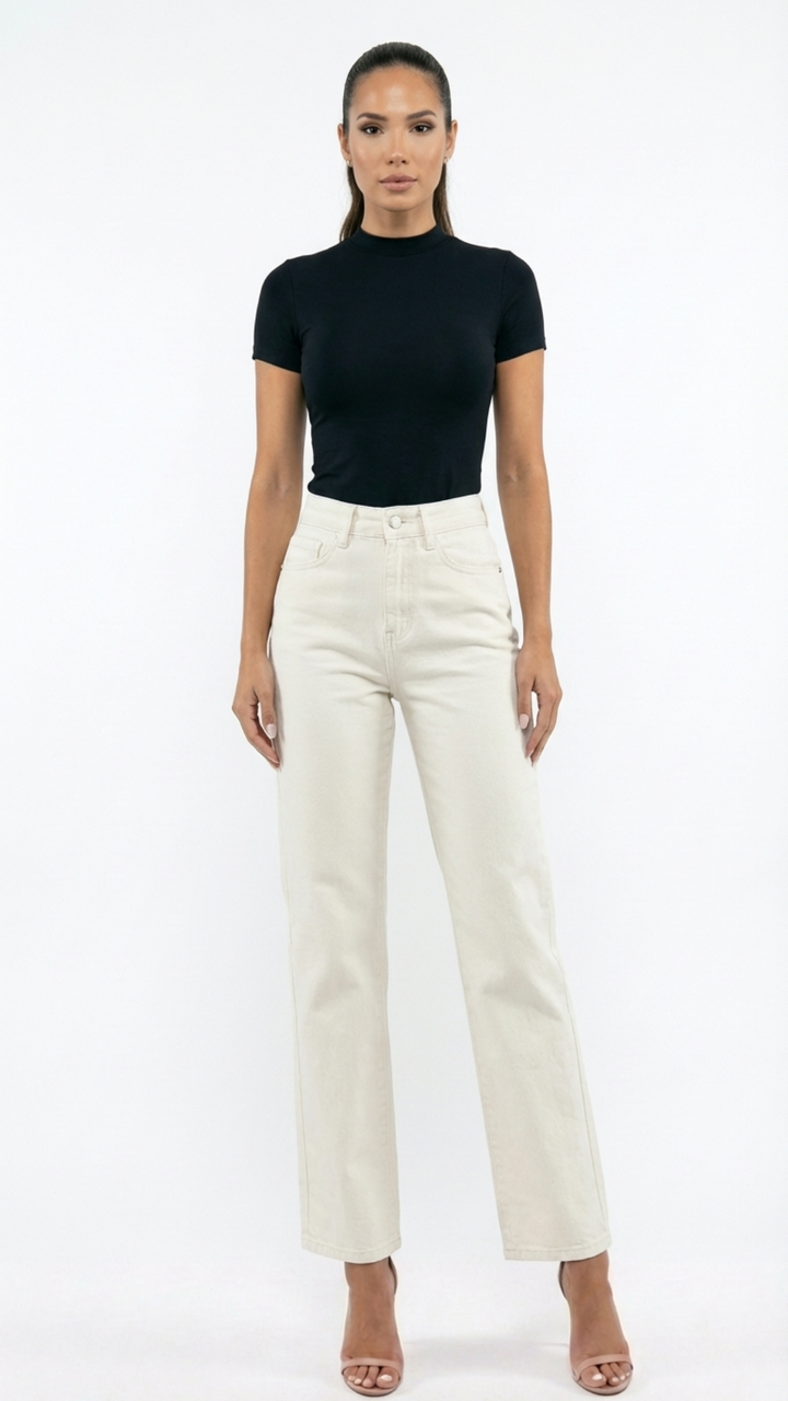 Ollie - Cream Leopard Heart Pocket Denims