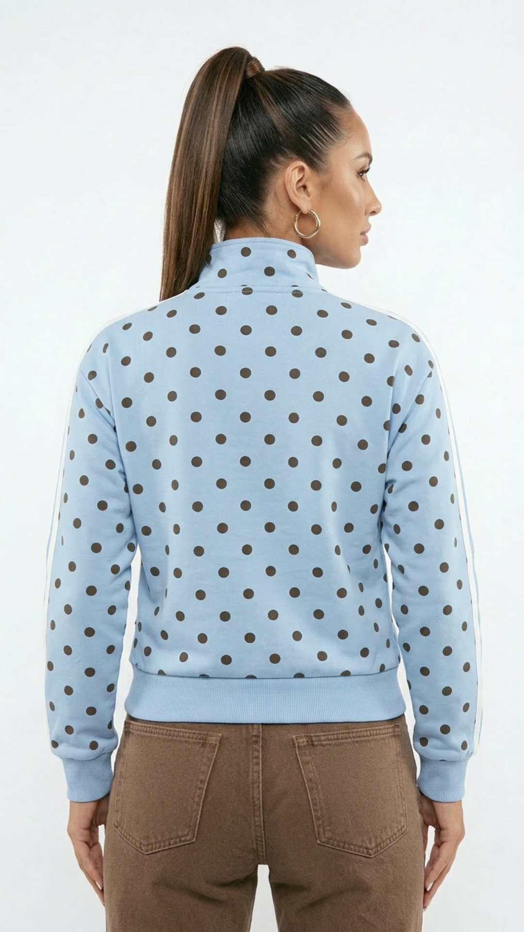 Jean - Polka Dot Track Jacket Sky Blue/Brown