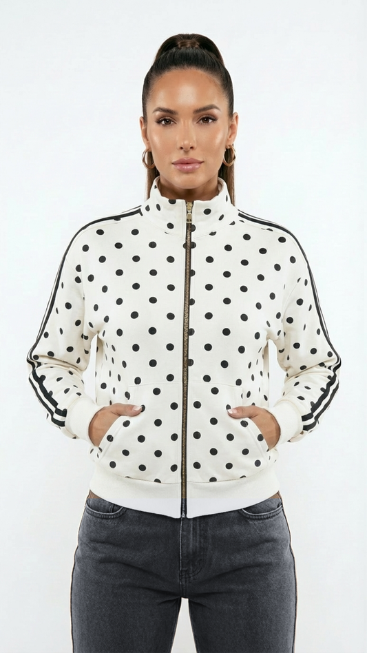Jean - Polka Dot Track Jacket White/Black