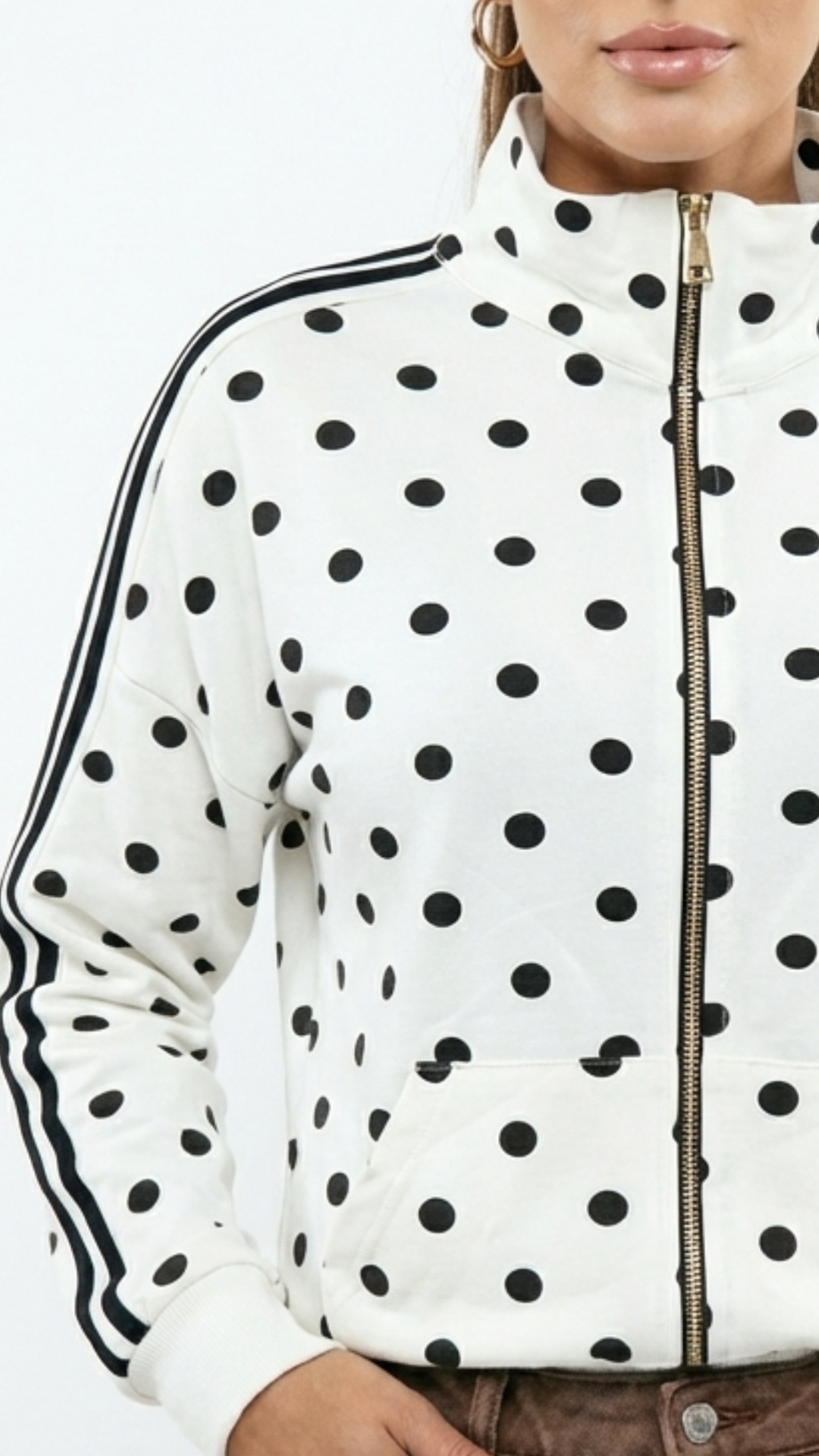 Jean - Polka Dot Track Jacket White/Black