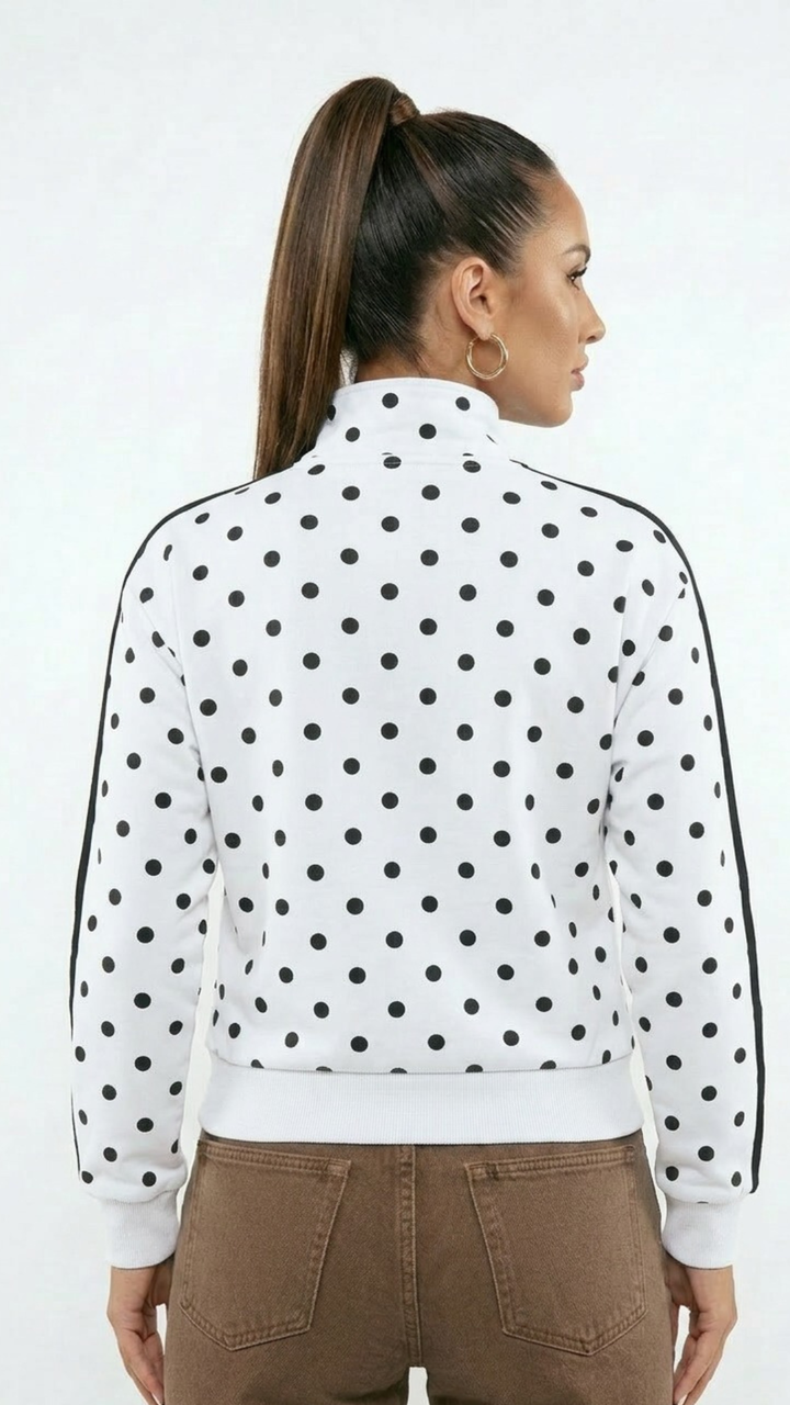 Jean - Polka Dot Track Jacket White/Black