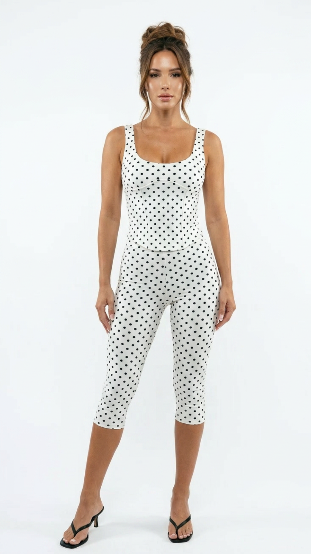 Ari - Polka Dot Capri Co-Ord White