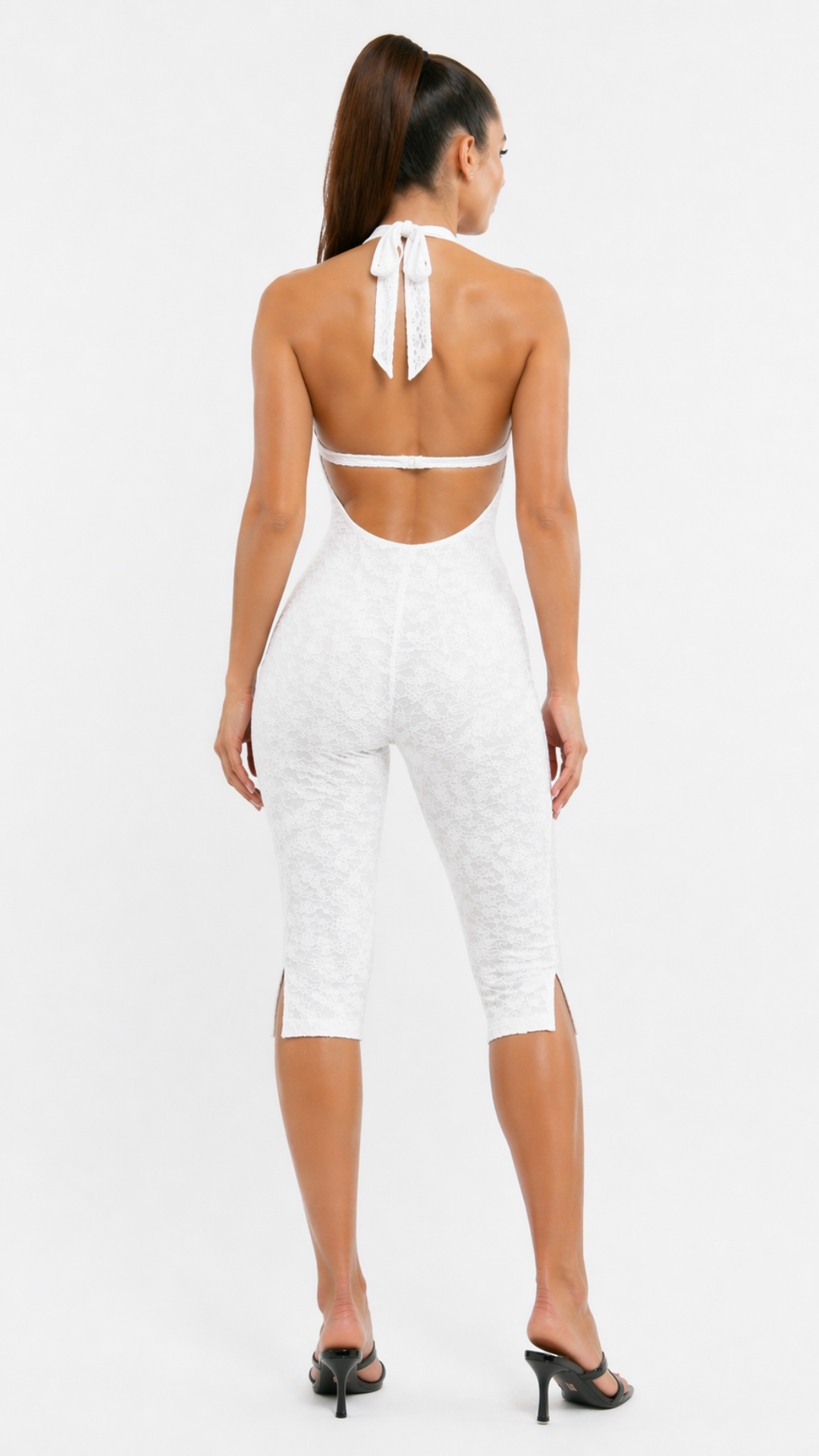Millie - White Lace Capri Suit