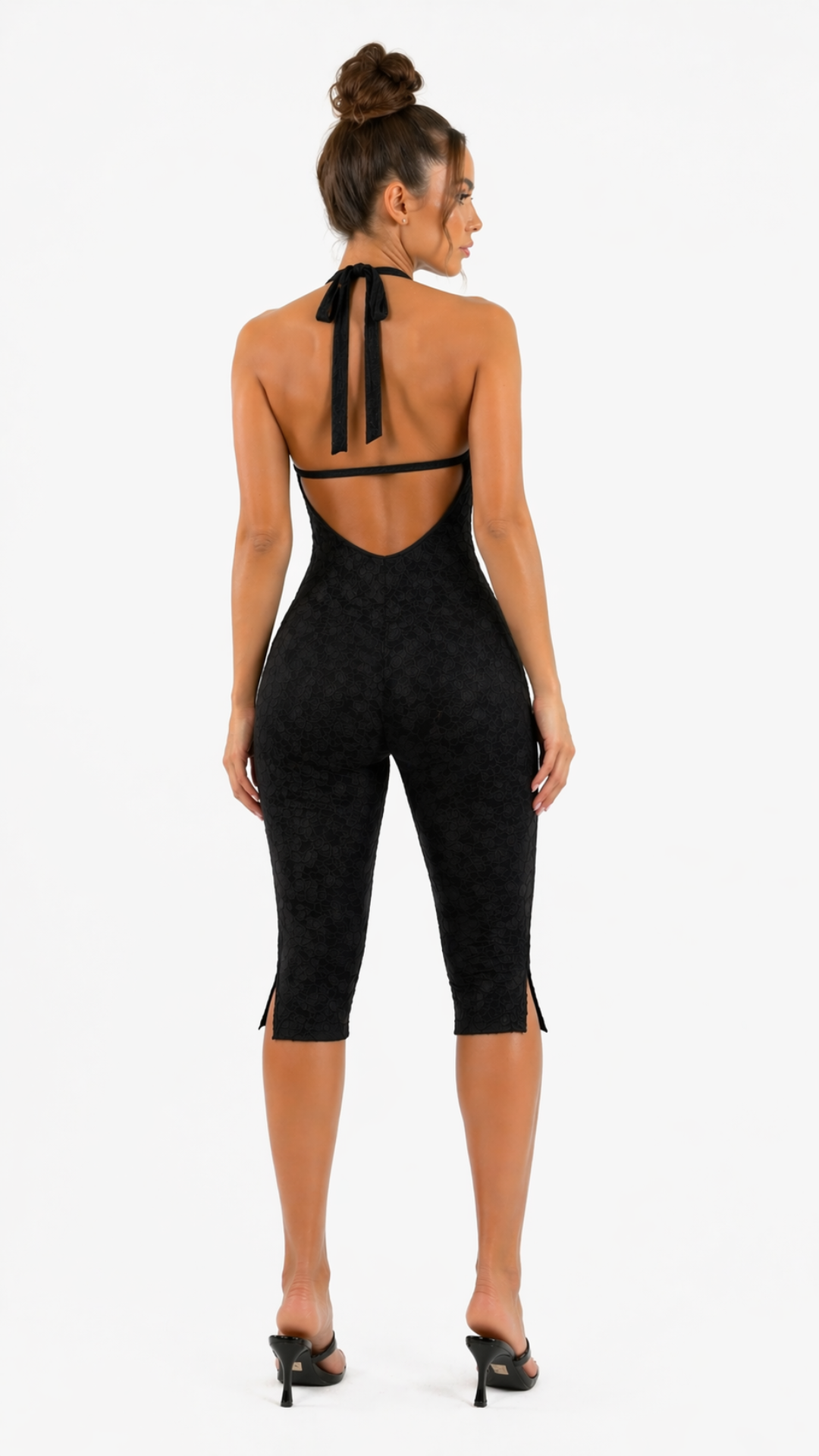 Millie - Black Lace Capri Suit