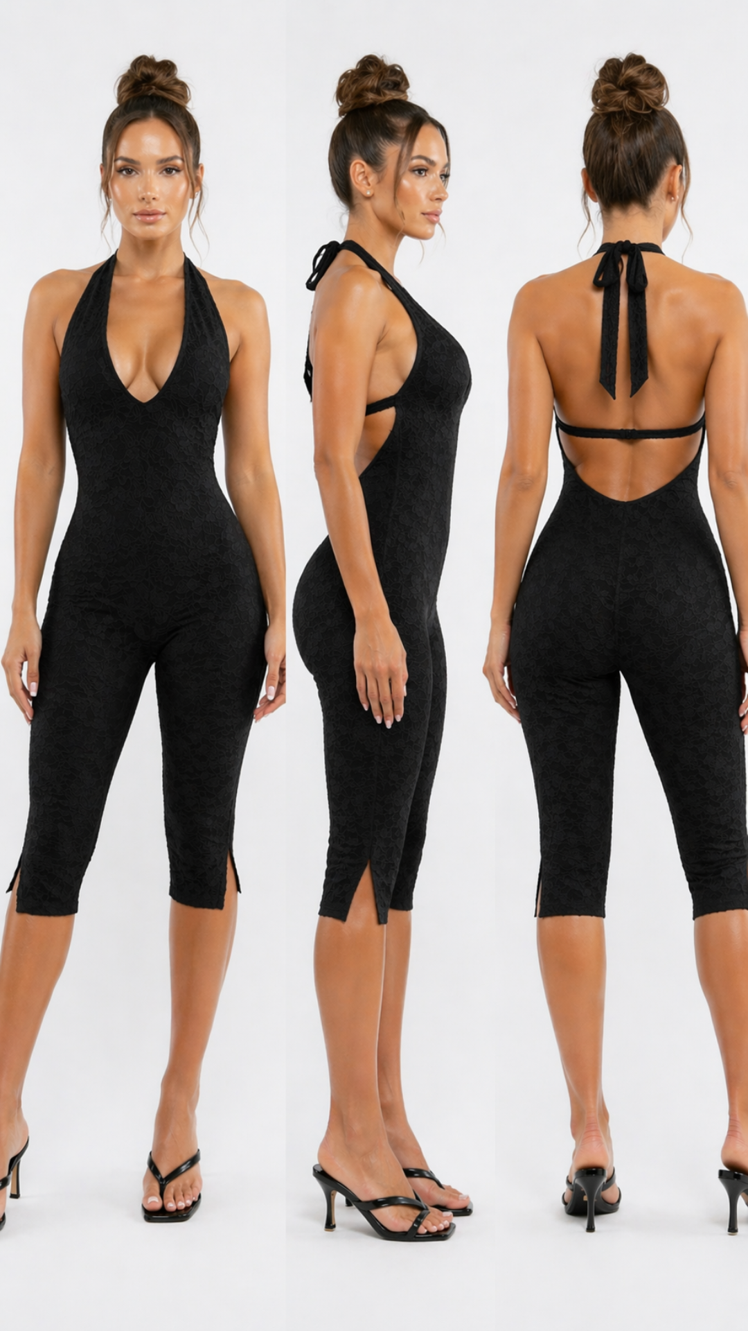 Millie - Black Lace Capri Suit