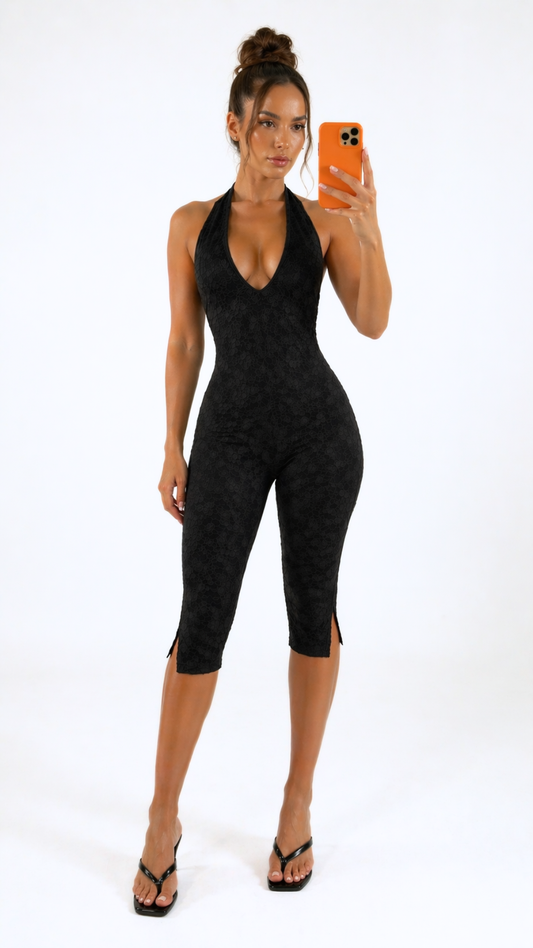 Millie - Black Lace Capri Suit