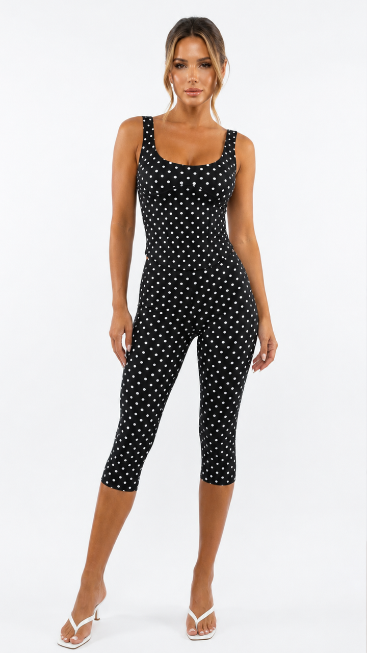 Ari - Polka Dot Capri Co-Ord Black