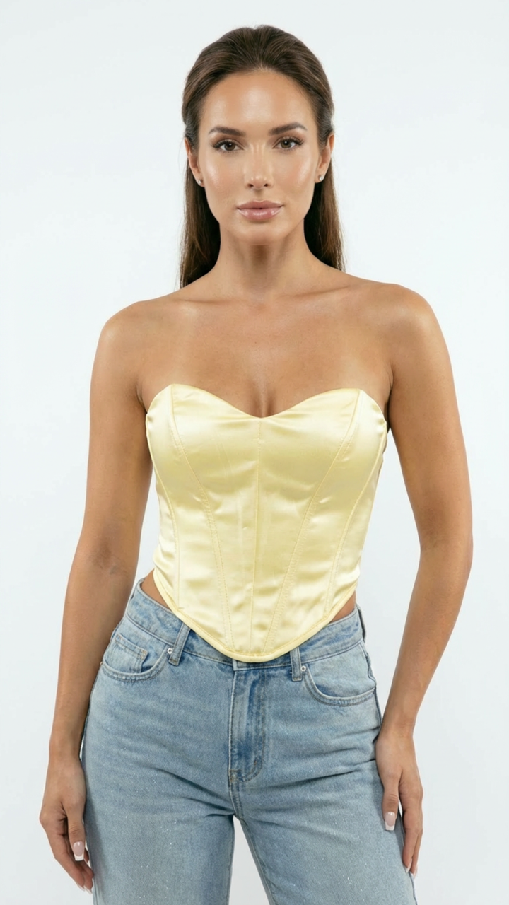 Stella - Lemon Satin Bustier