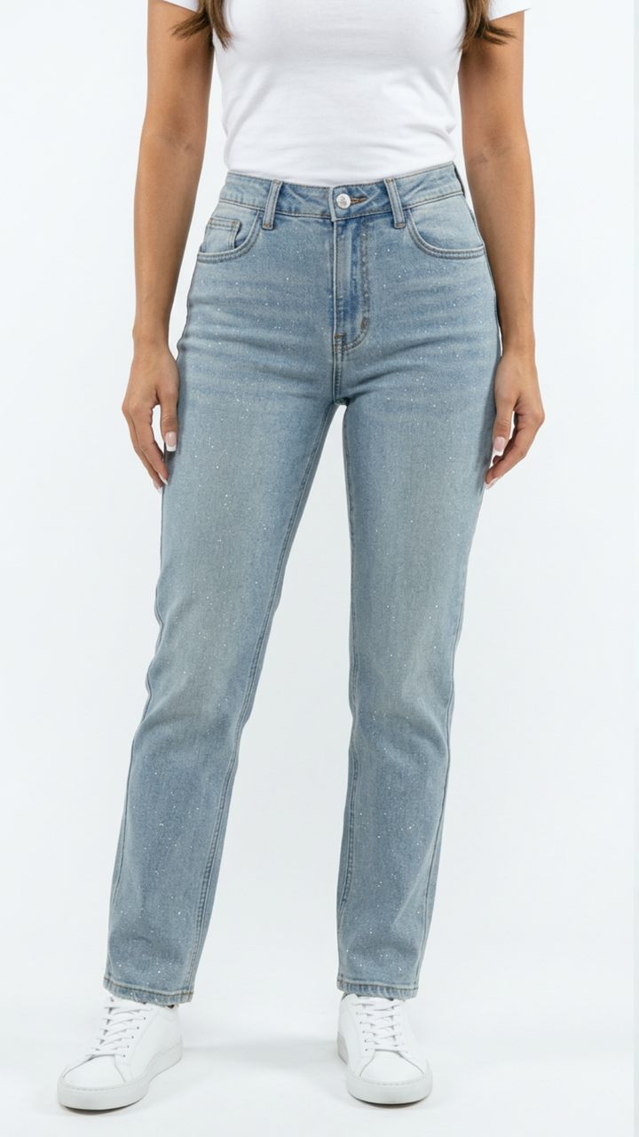 Fiona - Glitter Wash Mom Jeans
