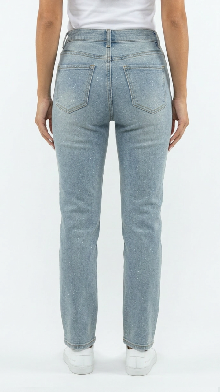 Fiona - Glitter Wash Mom Jeans