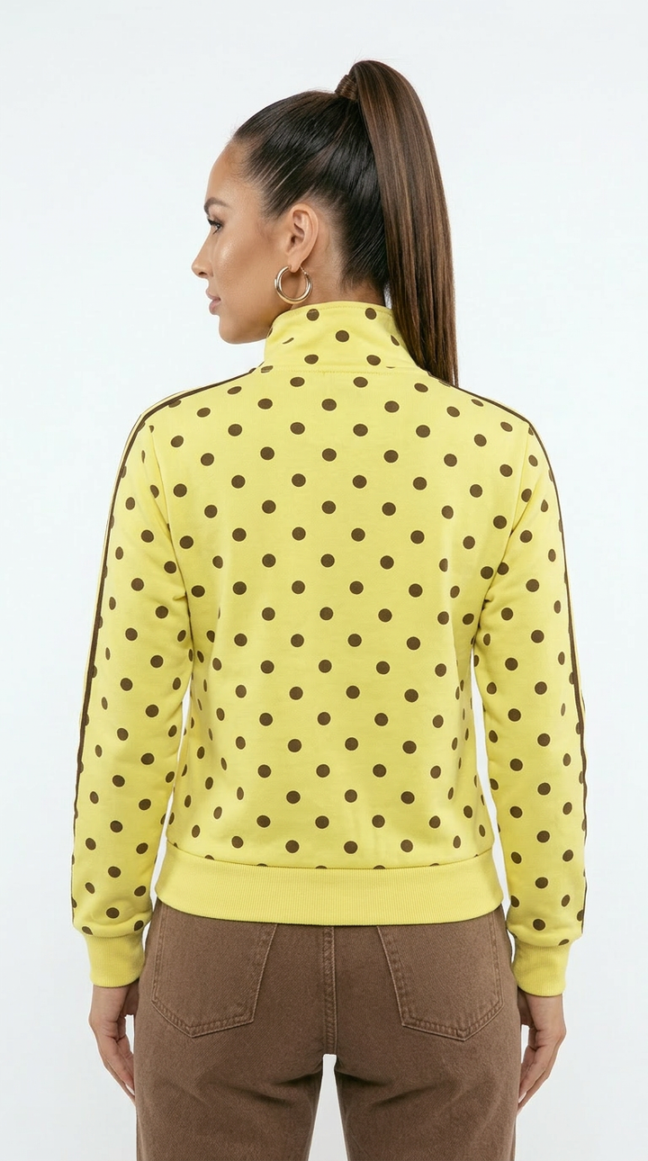 Jean - Polka Dot Track Jacket Lemon/Brown